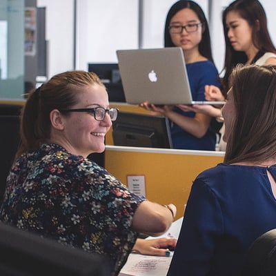 Female team working in tech